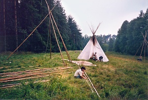 Stavba tábora Žebráky 1995, foto Svišť