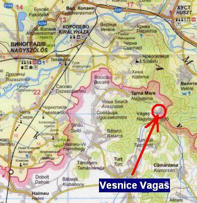 Vagas - Mapa oblasti, z níž pocházejí lesenští Rusíni
